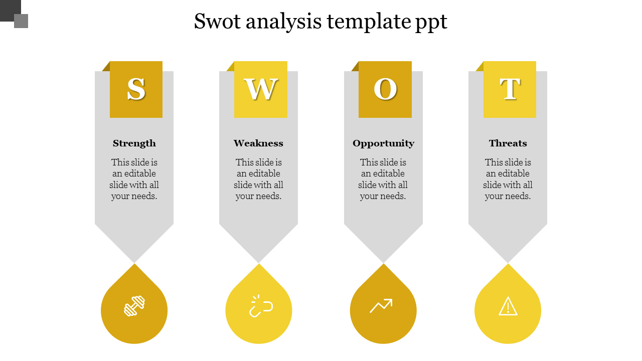 Free - Creative SWOT Analysis Template PPT In Yellow Color Model